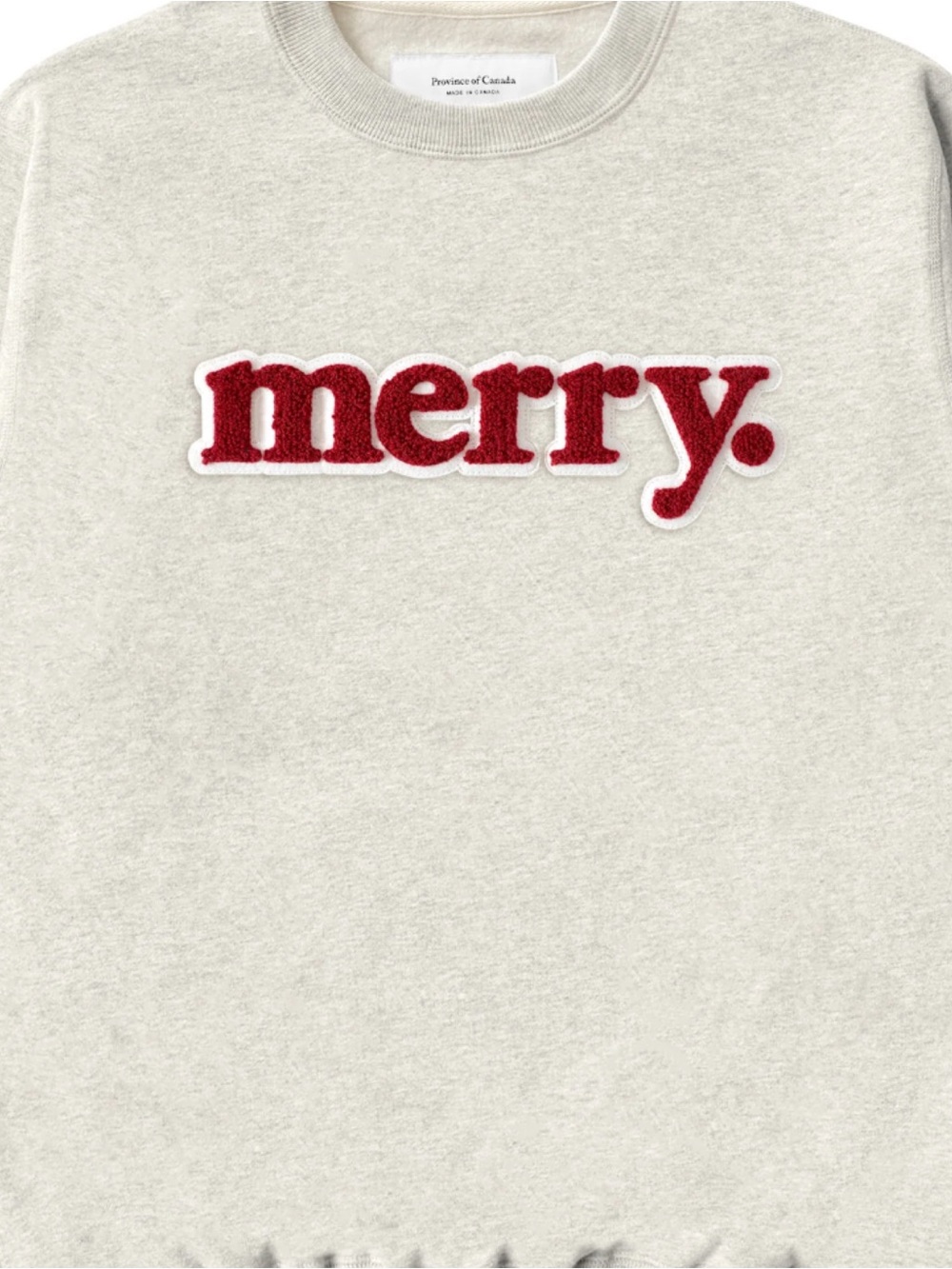 Province of Canada  'Merry' Red Appliqué sweatshirt - Eggshell